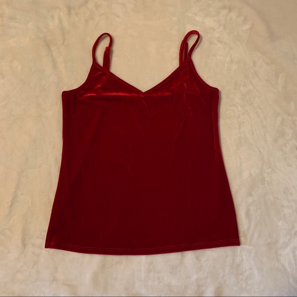 Socialite Tops - Socialite red velvet tank top